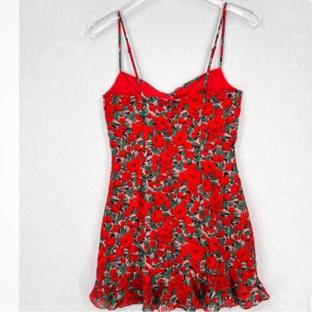 SUPER DOWN Hadley Cami Dress Womens Red Floral Sleeveless Mini Flounce smaller - Picture 5 of 12